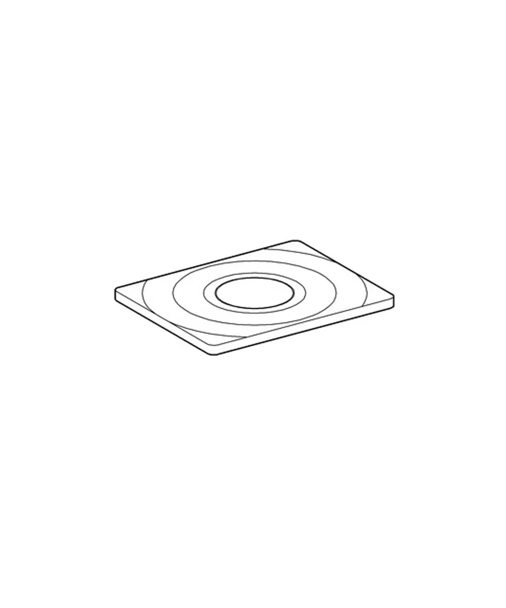 GROHE WC-Betätigung mit Druckknopf, geometrisches Design. Flache Form mit kreisförmigen Vertiefungen, geeignet für Wandmontage.
