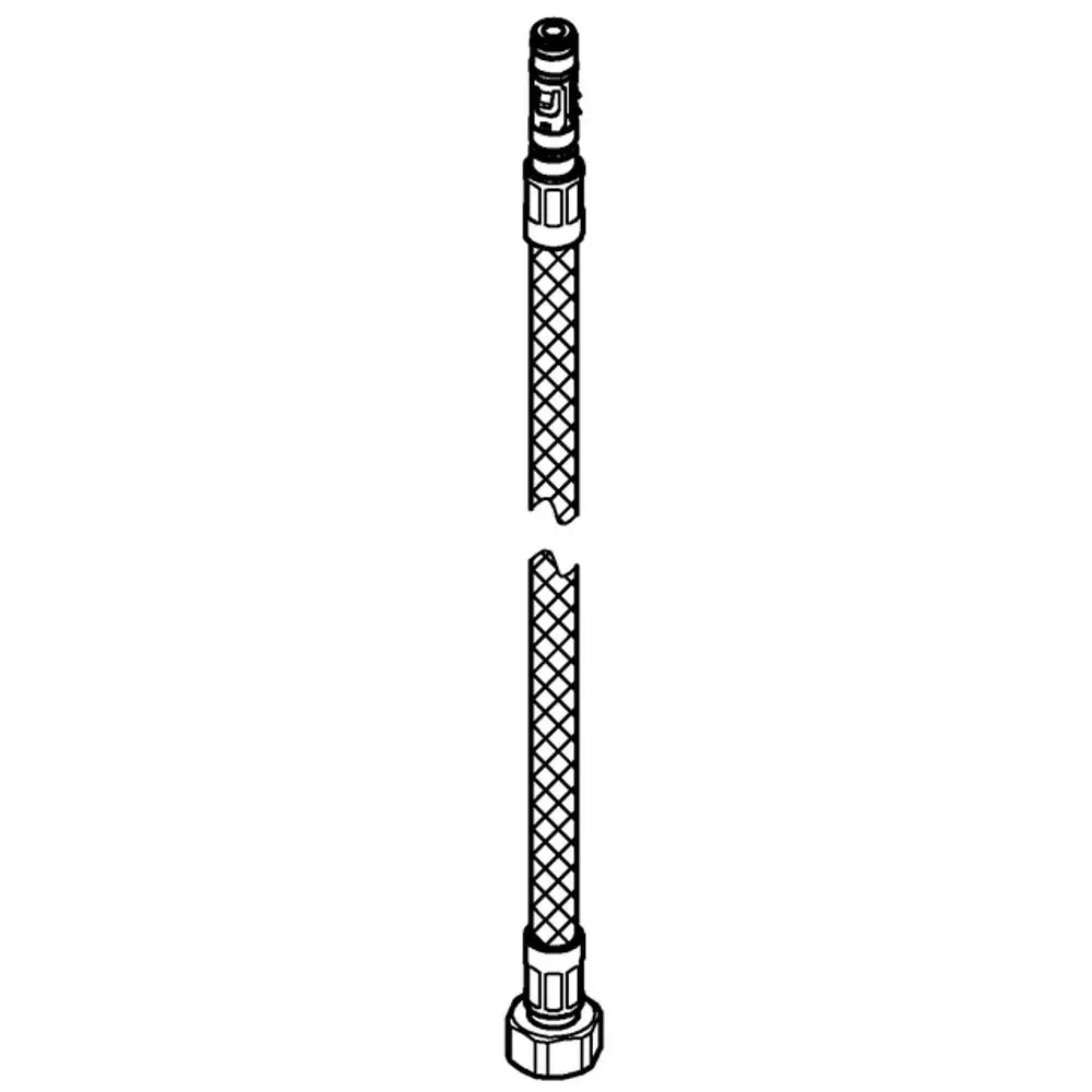 GROHE Druckschlauch mit zwei Enden, eines davon am Schlauch mit einem Anschlussstück. Der Schlauch ist geflochten und in chrom gehalten.
