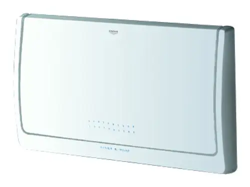 Weiße Abdeckplatte von Grohe für einen Spülkasten, mit glatter Oberfläche und einfacher, funktionaler Form, ohne erkennbare spezifische Maße.