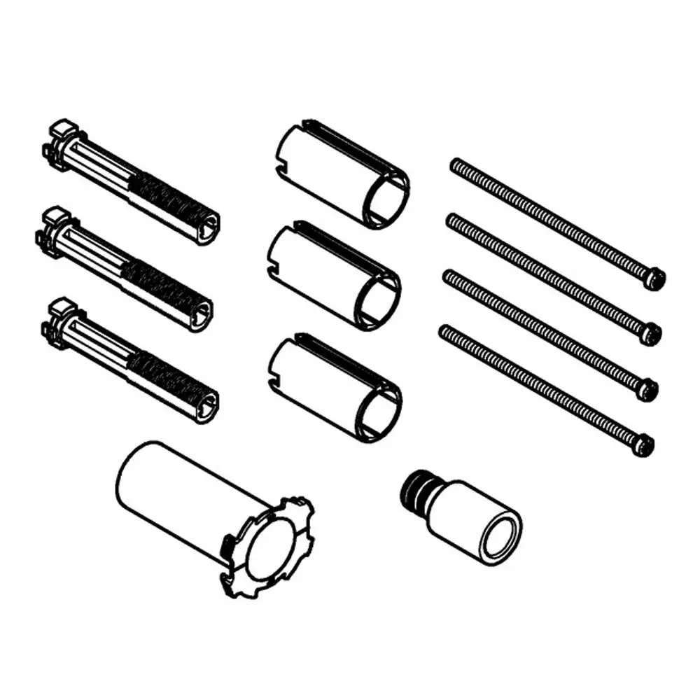 Set mit verschiedenen Schrauben und Hülsen, wahrscheinlich für Installation oder Erweiterung, geeignet für Grohe Produkte, möglicherweise im Zusammenhang mit SmartControl Systemen.