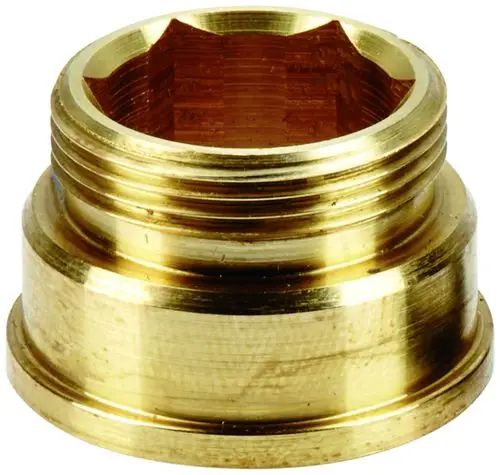 GROHE Bauteil aus Messing mit Innengewinde und charakteristischer sechseckiger Öffnung, zur Verbindung von Rohrleitungen in Installationen.