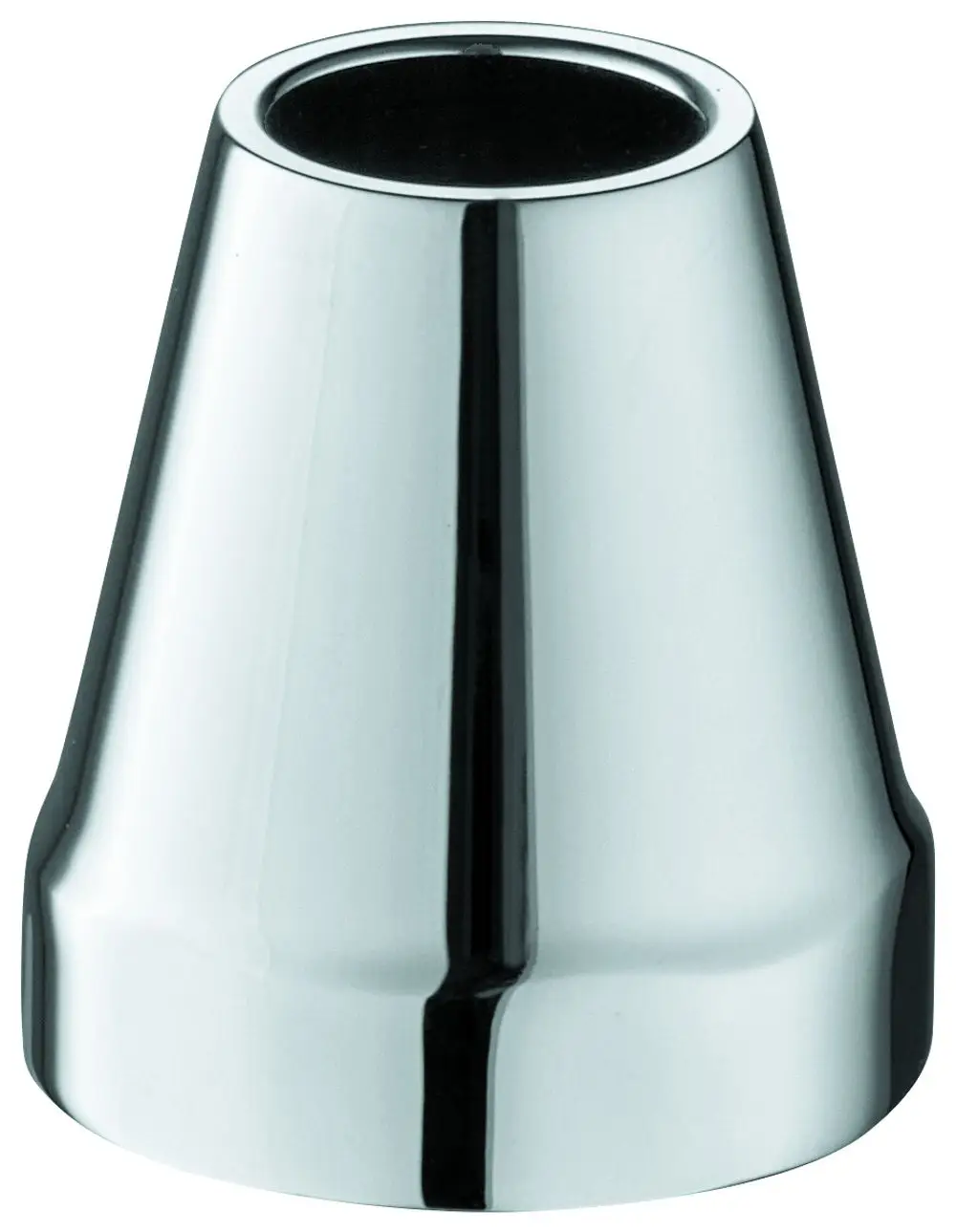 GROHE Kappe aus glänzendem Metall mit konischer Form, geeignet für frostsichere Außenwandventile, mit abgerundeten Kanten und einem Innenhohlraum.