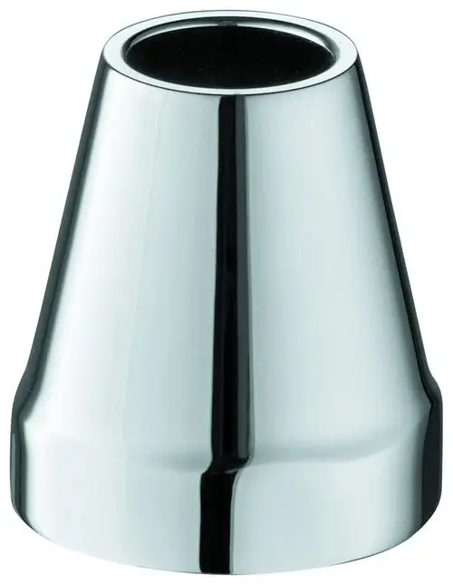 GROHE Kappe aus glänzendem Metall mit konischer Form, geeignet für frostsichere Außenwandventile, mit abgerundeten Kanten und einem Innenhohlraum.