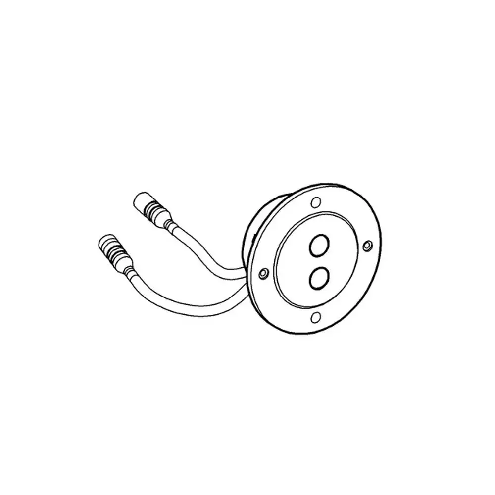 GROHE Elektronik mit runder Befestigungsplatte und zwei angeschlossenen Kabeln, geeignet für elektronische Installationen oder Steuerungen.
