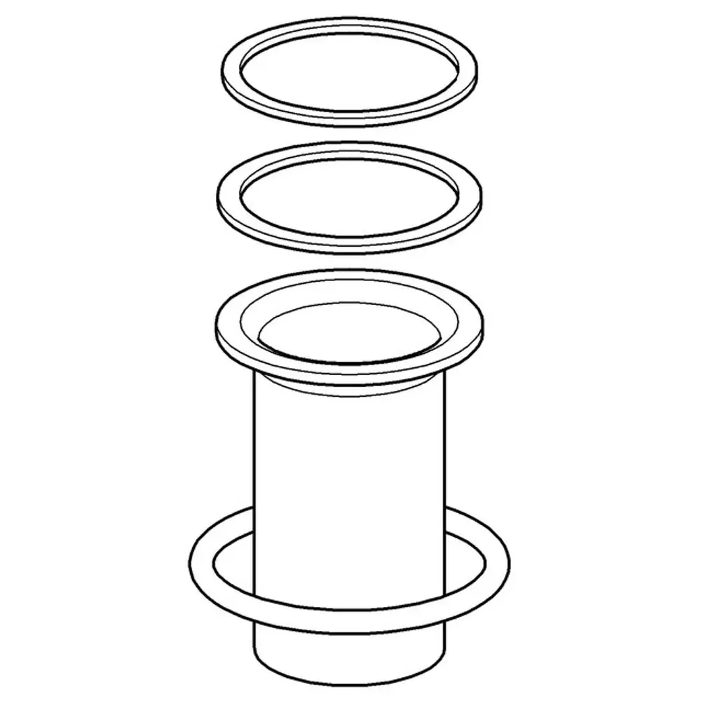 Dichtungsset bestehend aus mehreren Ringen und einer zylindrischen Einheit, gefertigt von Grohe, zur Verwendung in Sanitäranlagen.