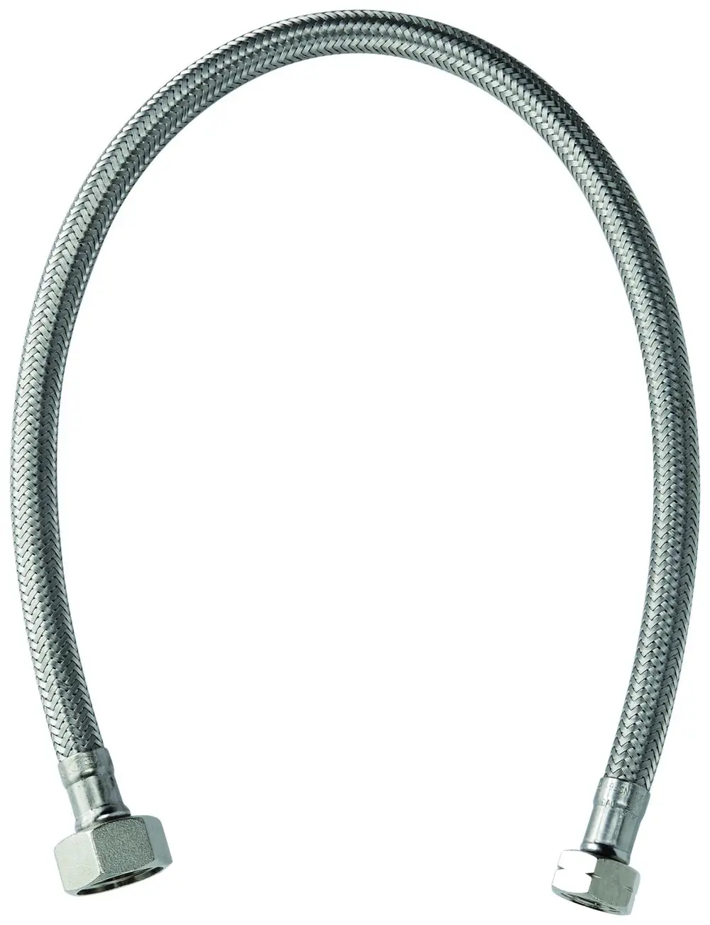 Flexibler Anschlussschlauch mit einer Metallumflechtung und beiden Enden mit Gewindeanschlussteilen, geeignet für Sanitärinstallationen, Hersteller Grohe.