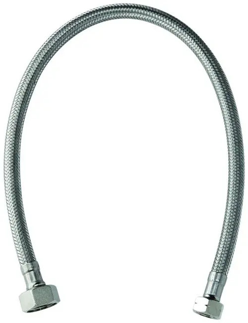 Flexibler Anschlussschlauch mit einer Metallumflechtung und beiden Enden mit Gewindeanschlussteilen, geeignet für Sanitärinstallationen, Hersteller Grohe.