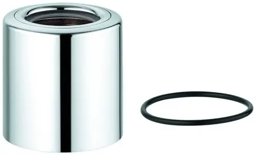 GROHE Kappe in verchromter Ausführung, zylindrische Form mit Öffnung oben, begleitet von einem schwarzen O-Ring.