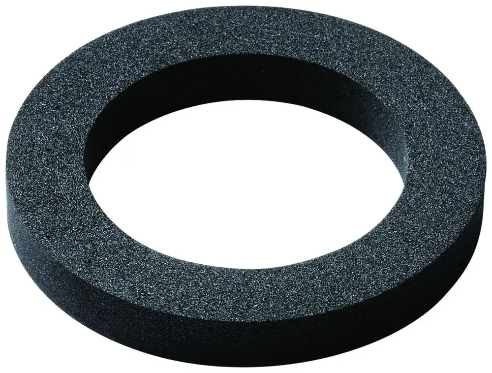 Schwarze Dichtung von Grohe, ringförmig mit einer durchgehenden Öffnung in der Mitte. Die Oberfläche erscheint strukturiert.