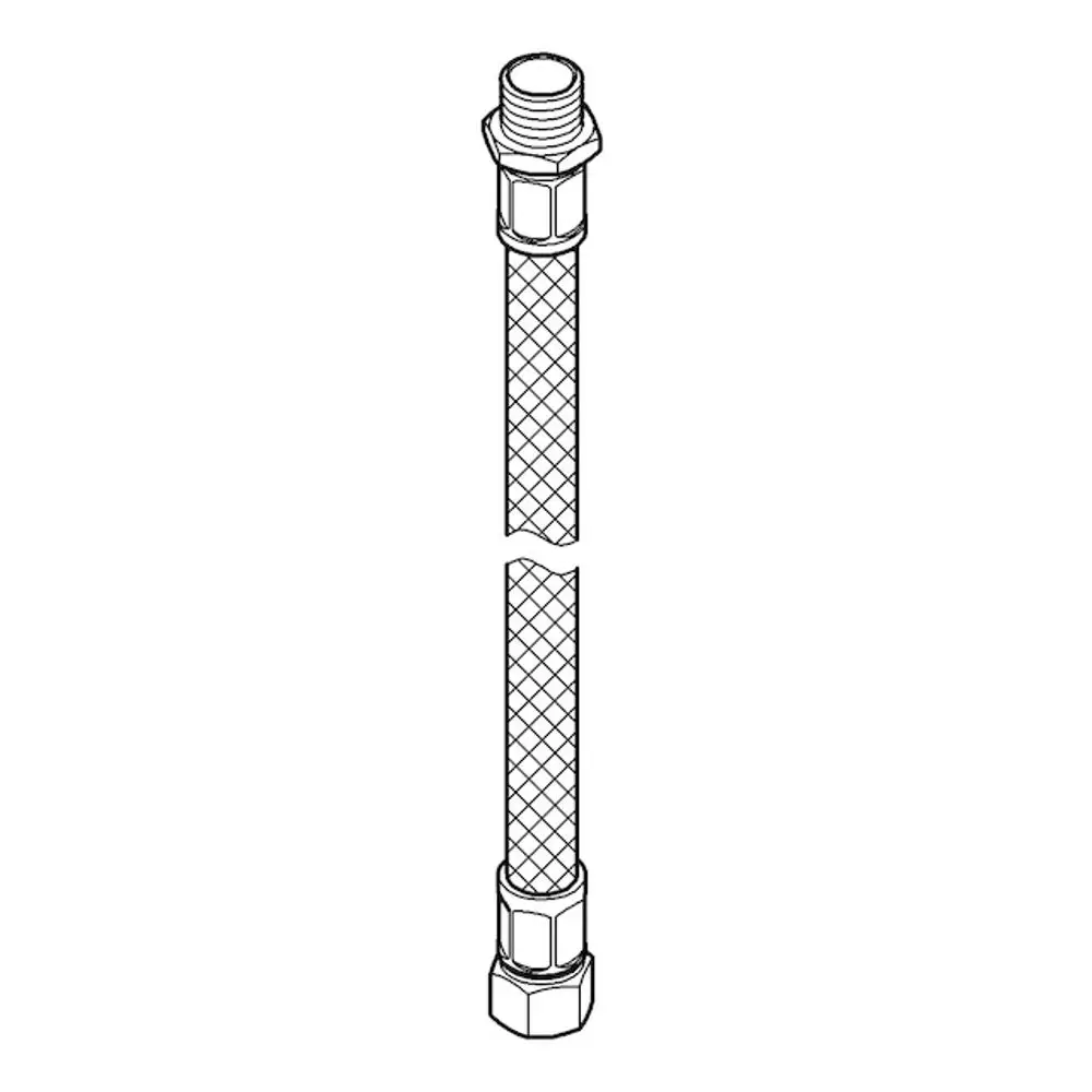 GROHE Druckschlauch mit zwei Anschlussgewinden, einem auf jeder Seite, zur Verwendung in Wasserinstallationen. Flexible und verstärkte Konstruktion.