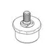 Grohe Spindelverlängerung mit runder Basis und zylindrischem Körper. Oben eine gewellte Abdeckkappe und ein verzahnter Adapter für Verbindungselemente.