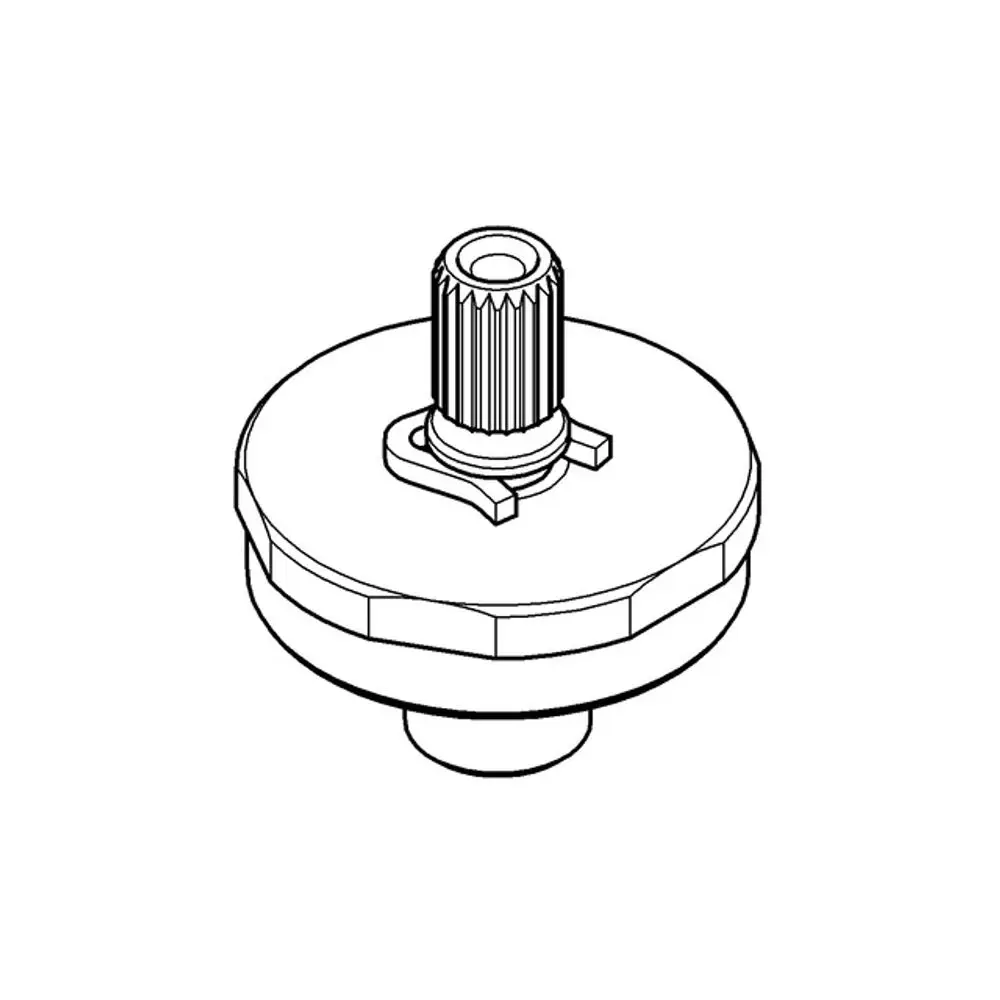 Grohe Spindelverlängerung in schematischer Darstellung mit einem zylindrischen Körper und einem vorspringenden, strukturierten oberen Teil.