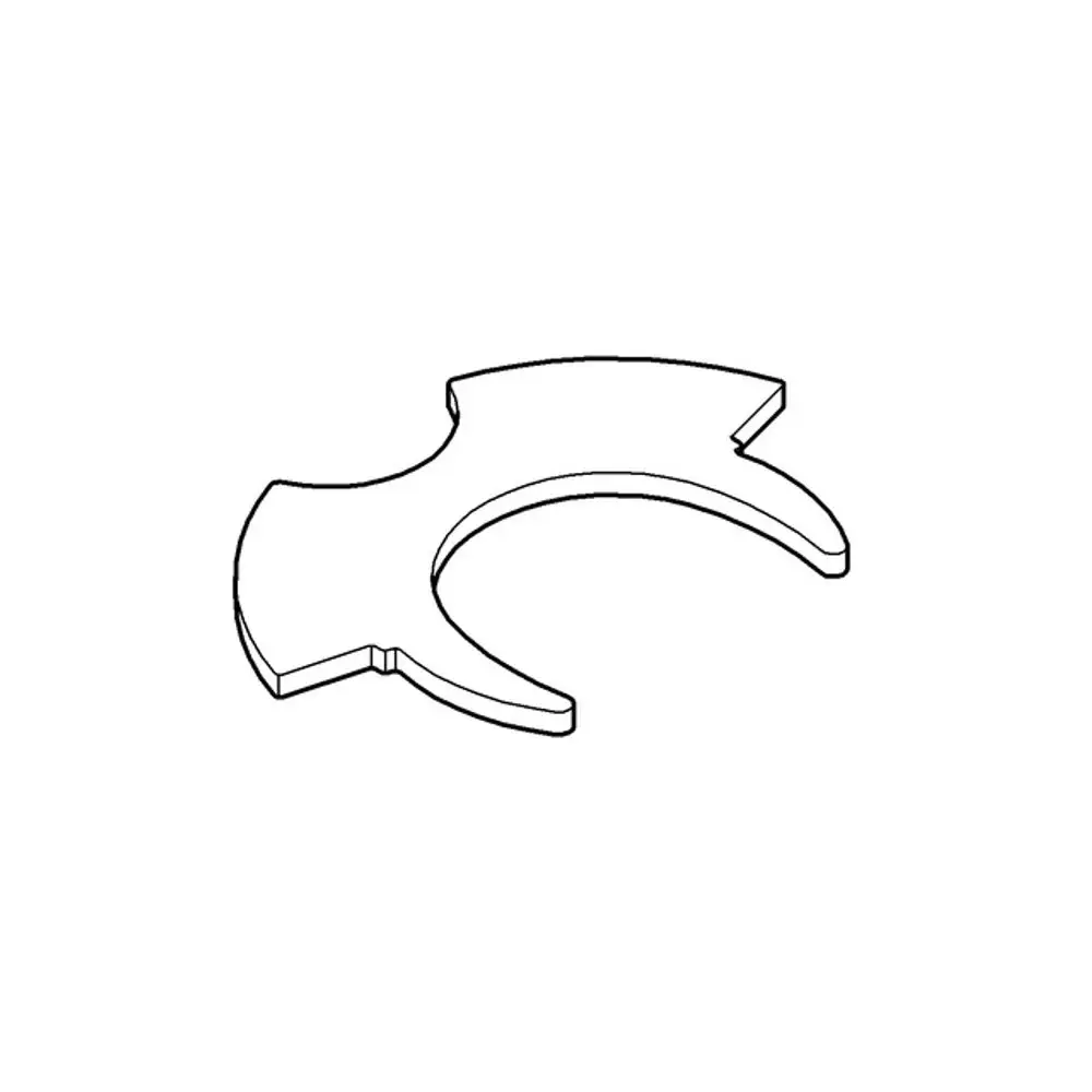 GROHE Sicherungsscheibe mit einer speziellen Form, die zur Befestigung und Sicherung in verschiedenen Anwendungen verwendet wird. Weißes, flaches Bauteil mit zwei Öffnungen.