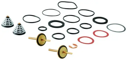 Dichtungsset von Grohe, bestehend aus mehreren O-Ringen und Dichtungen in verschiedenen Größen, geeignet für die Installation in einem zentralen Thermostat.