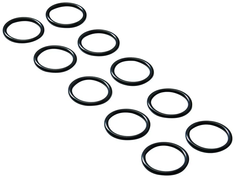 Schwarze O-Ringe in mehreren Größen, angeordnet in zwei Reihen. Ideal für Dichtungen in sanitaire Anwendungen, wie sie von Grohe verwendet werden.