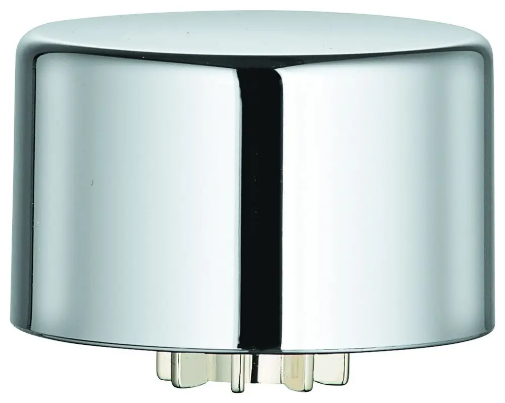 GROHE Druckknopf in chromfarbenem Finish, rund und glänzend, mit Unterseite zur Installation und vier seitlichen Zähnen für die Fixierung.