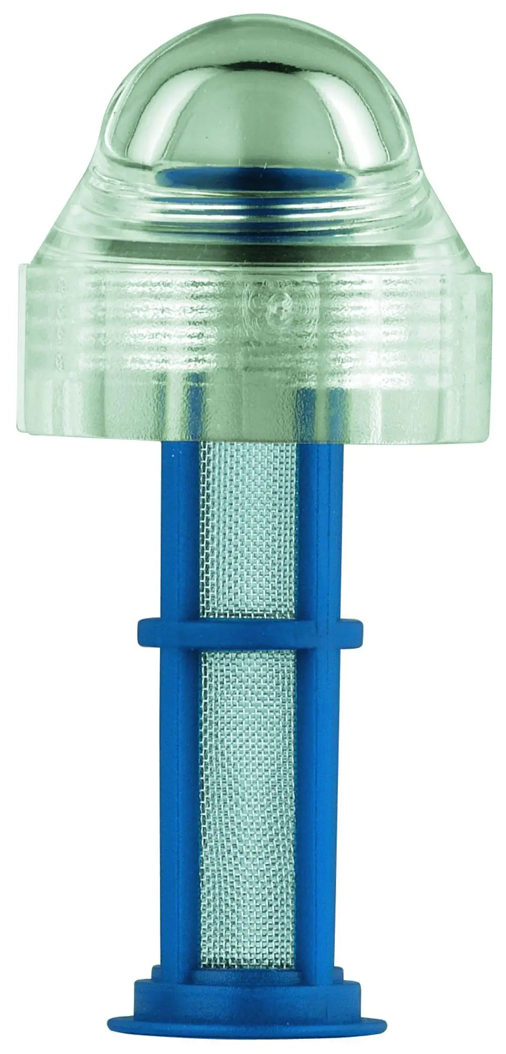 Filter-Siebeinsatz mit Klarsichtkappe, gefertigt aus transparentem Material und blauem Kunststoff, passend für Grohe Produkte.
