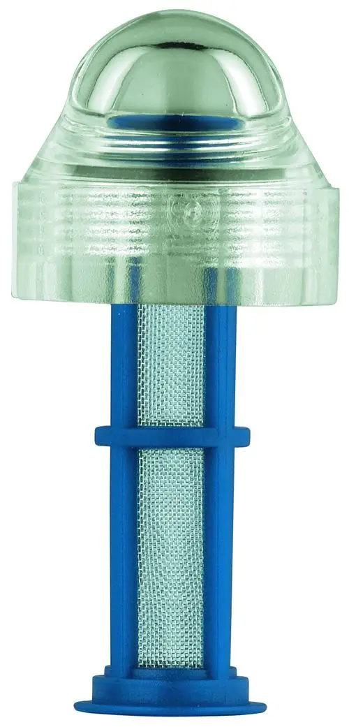 Filter-Siebeinsatz mit Klarsichtkappe, gefertigt aus transparentem Material und blauem Kunststoff, passend für Grohe Produkte.