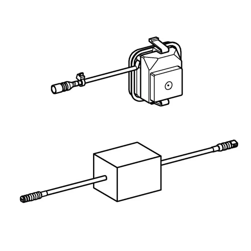 GROHE Steck-Transformator mit zwei unterschiedlichen Bauformen, sichtbar sind Anschlusskabel und Befestigungselemente.