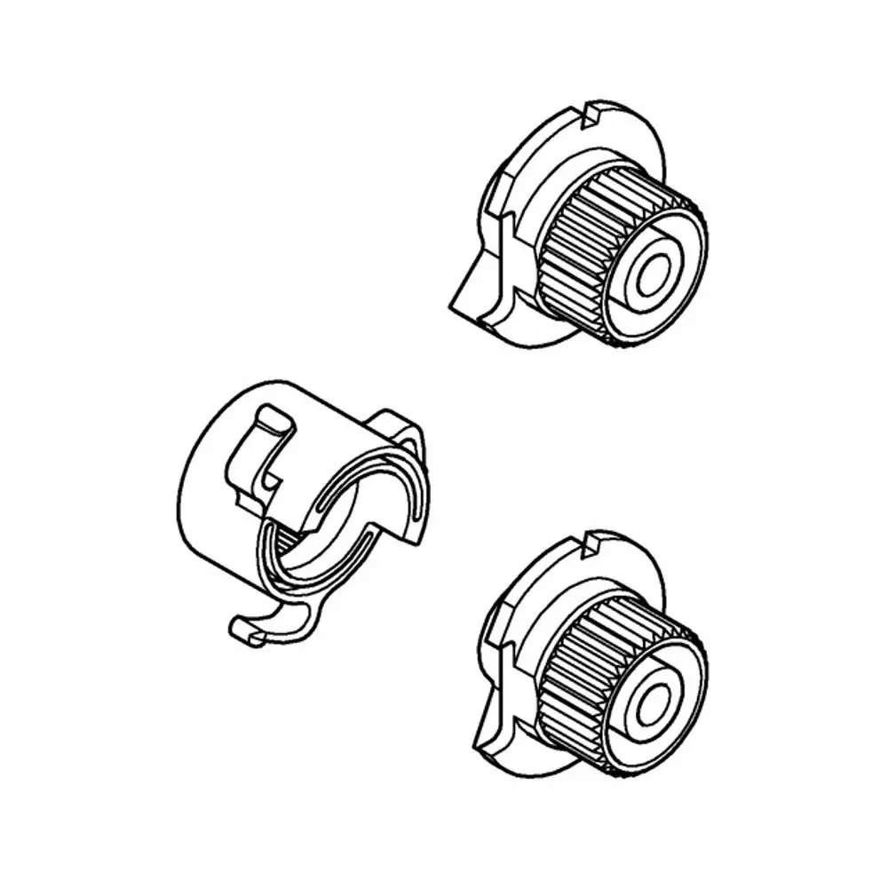 Zeichnung von GROHE Anschlag mit zwei verschiedenen Befestigungsteilen. Die Teile sind im technischen Stil dargestellt und zeigen ihre Form und Konstruktion.