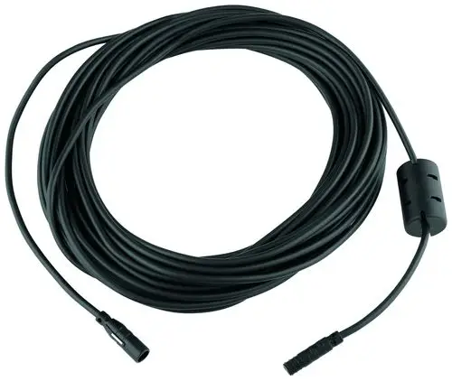 Schwarzes Verlängerungskabel mit zwei Anschlüssen, ideal für die Verwendung mit Grohe-Produkten zur Verbesserung der Reichweite von elektrischen Geräten.