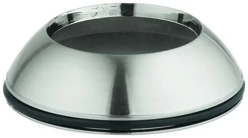 Ein gläserner Deckel aus Edelstahl mit einer runden, gewölbten Form und Dichtung, hergestellt von Grohe. Er ist für verschiedene Anwendungen geeignet.