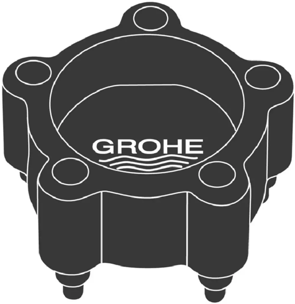 GROHE Demontageschlüssel in schematischer Darstellung, mit quadratischer Öffnung und mehreren Befestigungslöchern für die Anwendung bei Brausen.