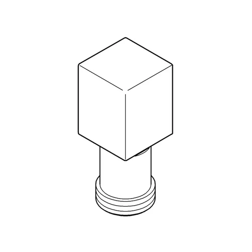 GROHE Umstellknopf in Form eines quadratischen Kopfes auf einem zylindrischen Körper, mit Gewinde zur Befestigung. Klarer, einfacher Designstil.