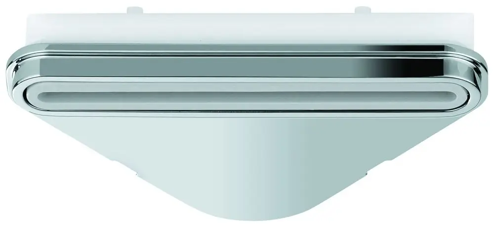 Wasserführung aus Chrom mit gerader, geschwungener Form auf weißem Hintergrund, hergestellt von Grohe. Ideal für den Einsatz in Badezimmeranlagen.