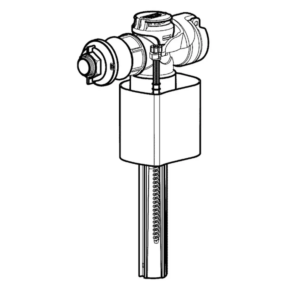 Grohe Füllventil mit einem zylindrischen Gehäuse und einer vertikalen Wasserleitung, geeignet für den Einsatz in Spülkästen.