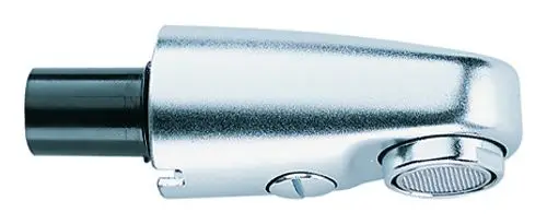 Chromfarbener Auslauf mit schlanker Form, hergestellt von Grohe, geeignet für Waschtischarmaturen. Die Oberflächenstruktur ist glatt und reflektierend.