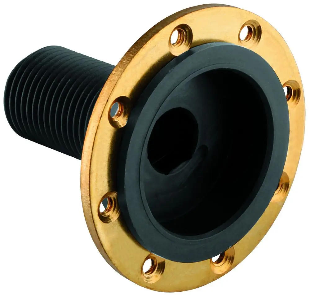 Anschlussnippel mit schwarzem Gummiteil und goldenem Gewinde. Sechskantöffnung in der Mitte. Grohe-Logo auf der Oberfläche sichtbar. Montierbar mit Schrauben.