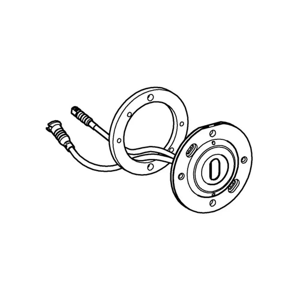 GROHE Elektronikkomponente mit zwei angeschlossenen Kabeln und runden Befestigungsplatten, die für IR-Armaturen verwendet wird.