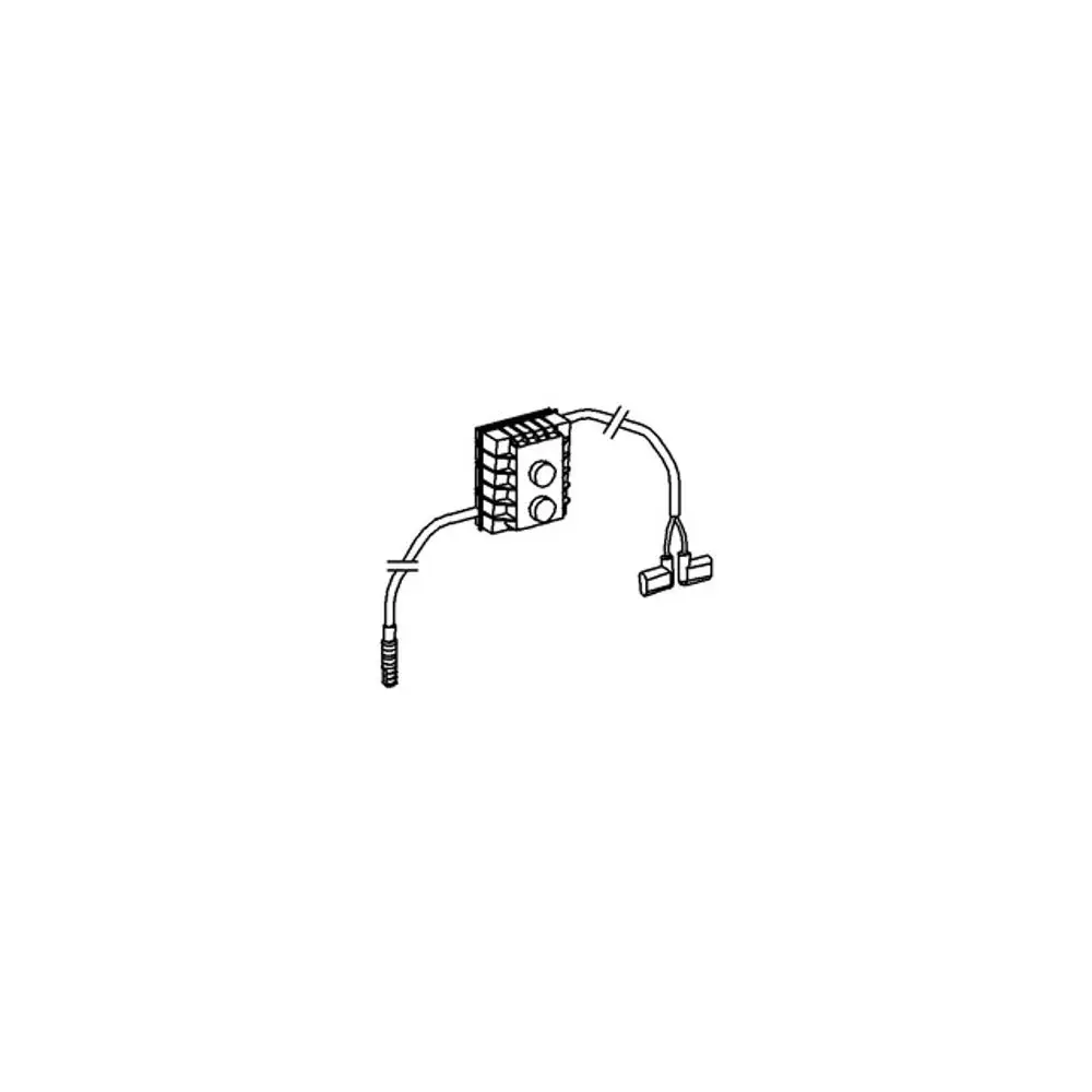Zeichnung eines Grohe WC Elektronikmoduls mit Anschlüssen und zwei Bedientasten, verbunden mit Kabeln für einen Druckspüler.