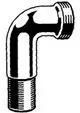 Anschlusswinkel aus verchromtem Material mit gewendeltem Ende, typischerweise für die Verbindung von Rohren, dargestellt in einer schlichten Form. Marke: Grohe.
