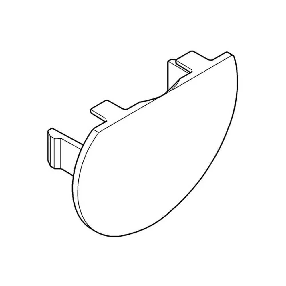 Abdeckkappe in runder Form, mit zwei seitlichen Befestigungselementen. Geeignet für die Verwendung mit Grohe Produkten, insbesondere Grohtherm 2000.