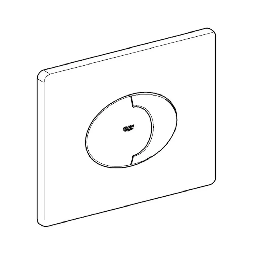Befestigungselement von Grohe für eine WC-Betätigung, quadratische Form mit ovalem Einschnitt, in einer matten Oberfläche.
