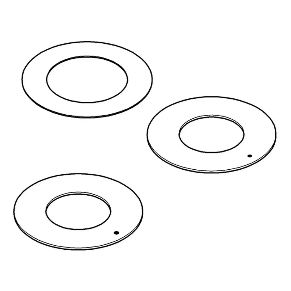 Drei runde Abdeckringe von Grohe in unterschiedlichem Design. Die Ringe haben eine zentrale Öffnung und eine dekorative Umrandung mit Punkten.