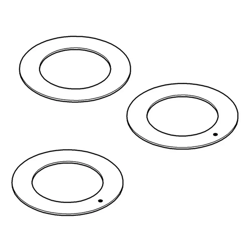 Drei schlichte Abdeckringe in runder Form, monochrom, mit einer kleinen Öffnung, geeignet für die Verwendung mit Grohe-Produkten.