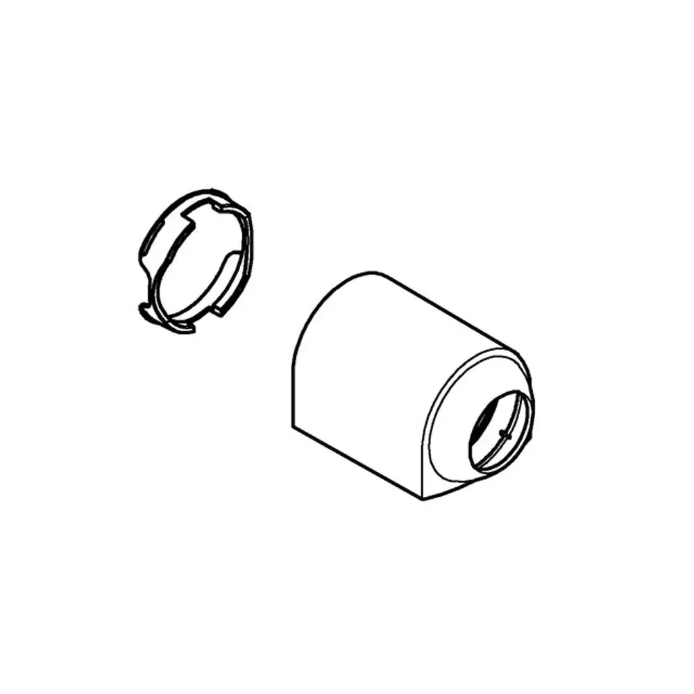 Grohe Kappe in halbrunder Form, ergänzt durch einen umlaufenden Ring. Sie dient der Verbindung im Montageset und ist in einem einfachen Design gehalten.