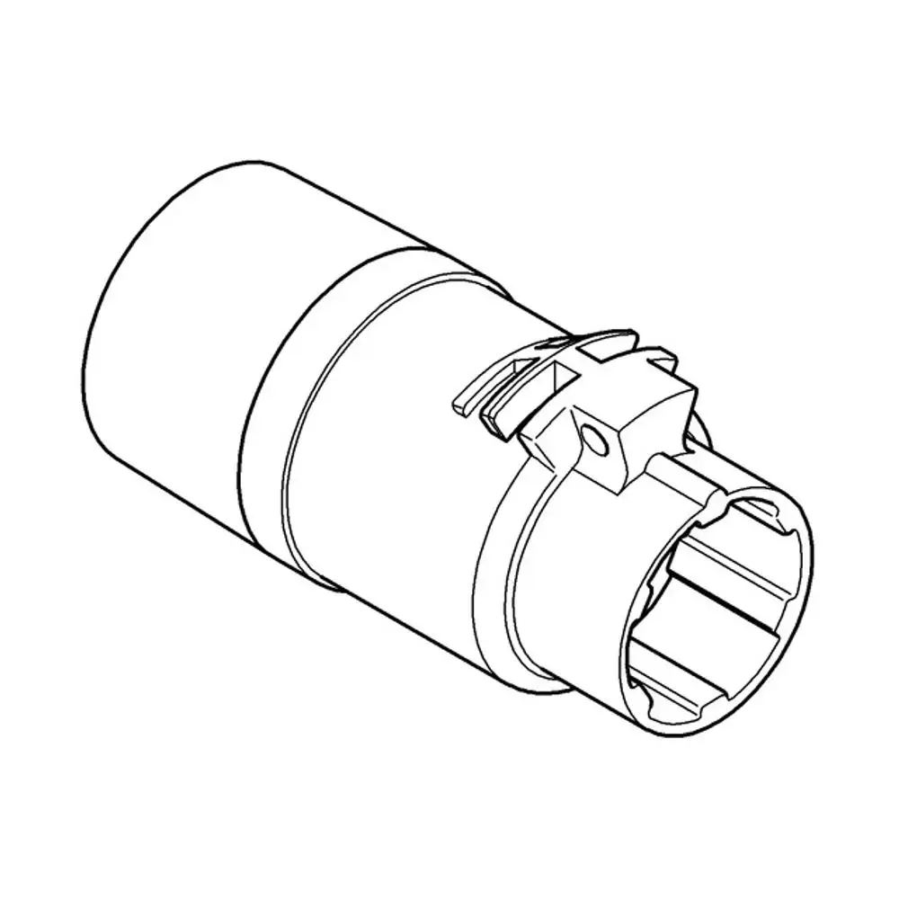 GROHE-Komponente, zylindrisch mit einer seitlichen Verriegelung und mehreren Innenrippen. Geeignet für spezielle Brausebatterien von Grohe.