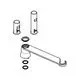Diagrammteil mit Halter, zwei zylindrischen Elementen und einem Dichtungsring. Teile für eine Grohe Spülbrause, funktionale Anordnung zur Montage und Befestigung.