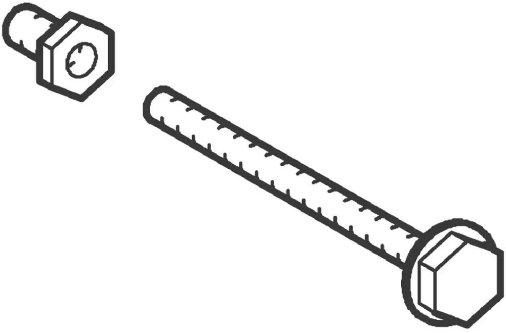 Beeindruckende Zeichnung eines Bolzens und einer Mutter. Einfache, schematische Darstellung von GROHE Produkten zur Montage.