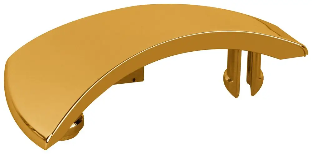 Goldene Abdeckkappe von Grohe mit gebogener Form und zwei Befestigungsstiften, geeignet für kleine Hebel.