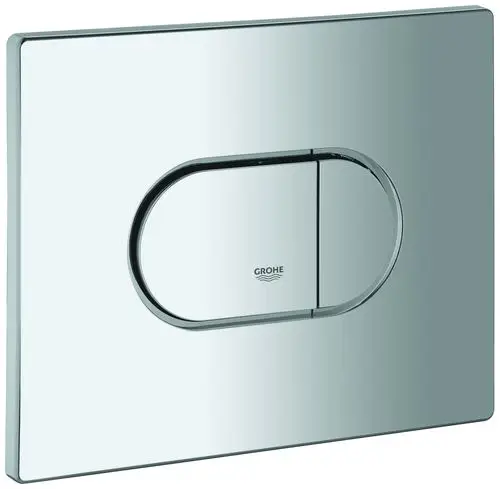GROHE Abdeckplatte mit Drucktaste in Chrom, rechteckige Form, mit ovaler Drucktaste in der Mitte, zur Betätigung von WC-Spülungen.