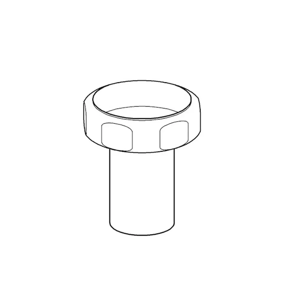 Abgangsstutzen von Grohe, mit einem breiten, gewölbten Kragen und einem zylindrischen Körper, dargestellt in einer einfarbigen Zeichnung.