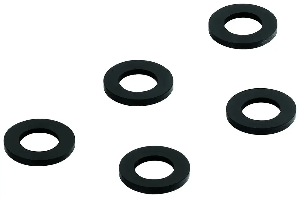 Schwarze Dichtungsringe von Grohe, fünf Stück, in runder Form ohne spezifische Maße. Geeignet für verschiedene Anwendungen zur Abdichtung.