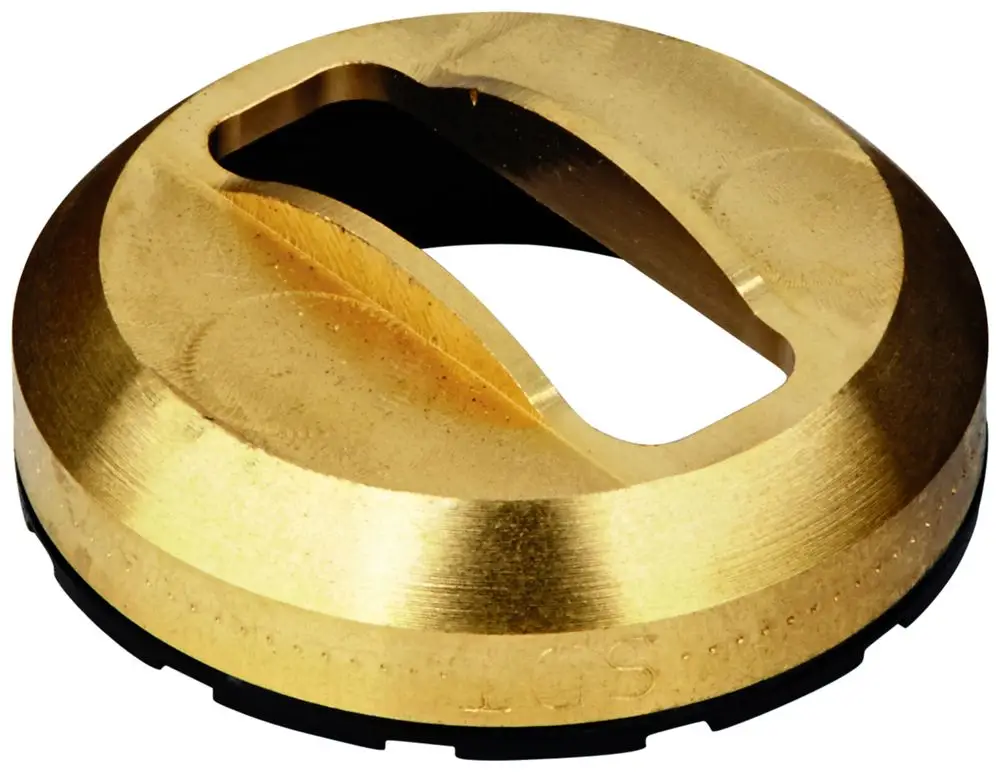 GROHE Temperaturbegrenzer in zylindrischer Form mit einer goldfarbenen Oberfläche und einer seitlichen Einkerbung zur Anpassung an die Anwendung.