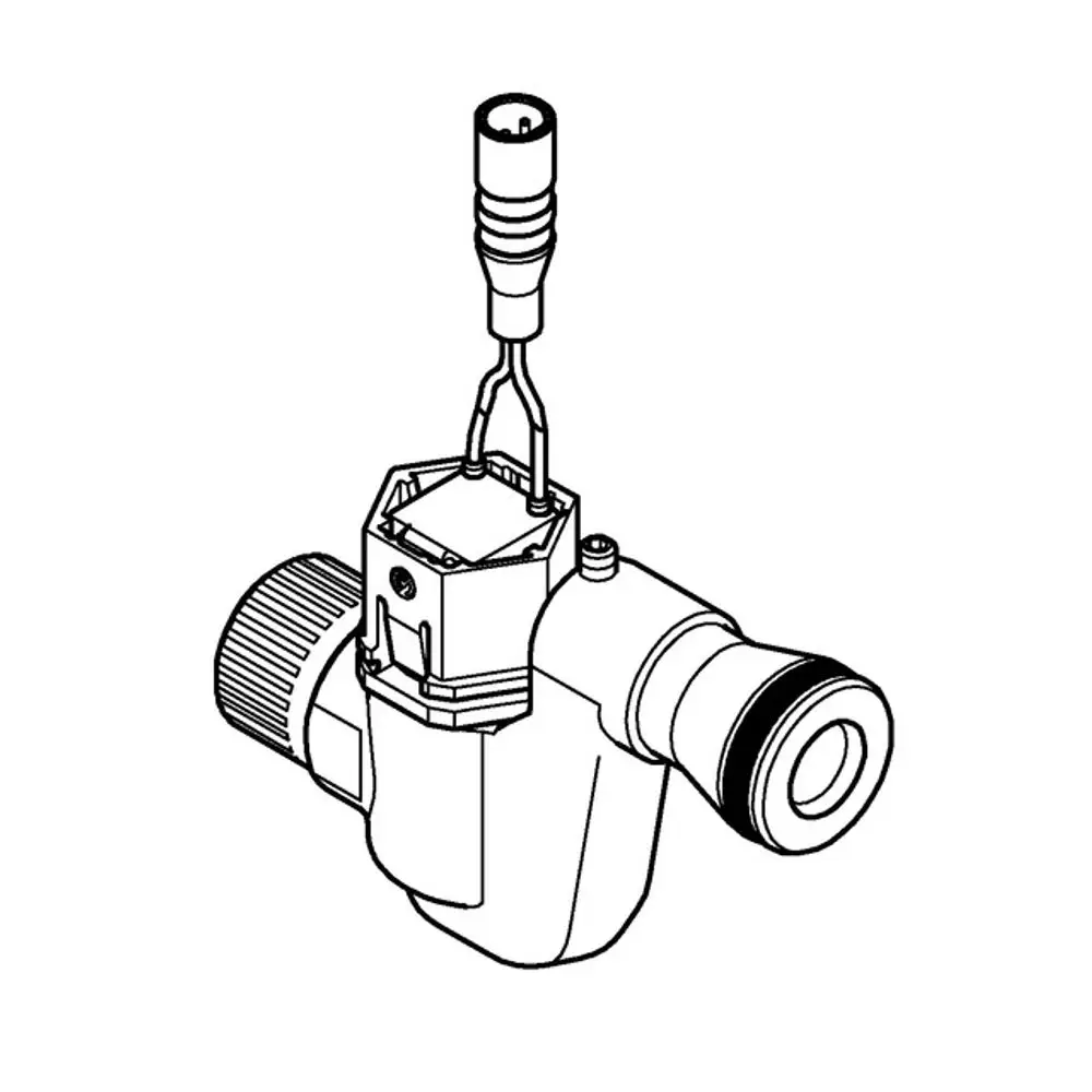 GROHE Magnetventil in einer technischen Darstellung, mit Anschlussstück, Häufig in Wasserleitsystemen verwendet.
