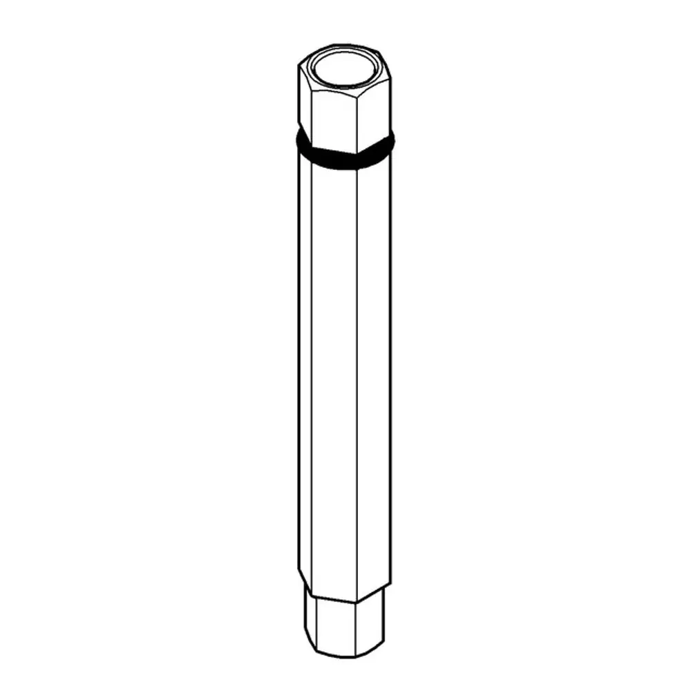 Grohe Sechskant-Stiftschlüssel mit einer länglichen, zylindrischen Form und zwei hexagonalen Enden. Das Werkzeug hat einen schwarzen Sicherungsring in der Mitte.